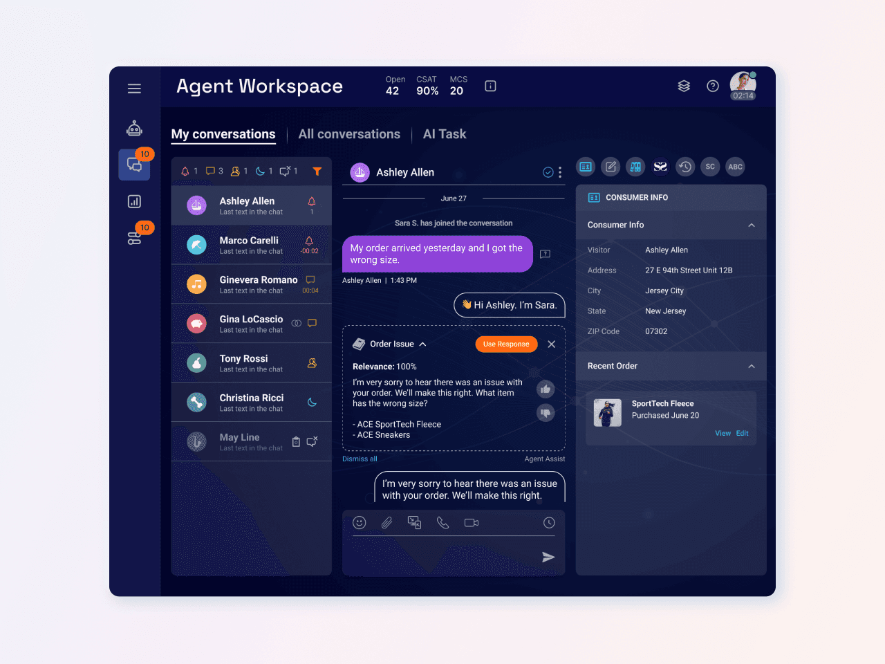LivePerson’s agent workspace today, built on the LiveEngage platform